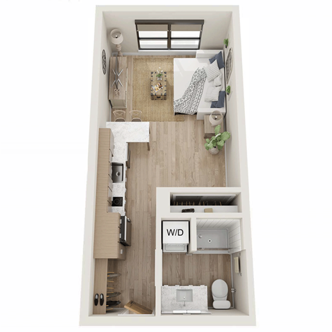 Floor plan for studio, 1 bath, 515 sqft